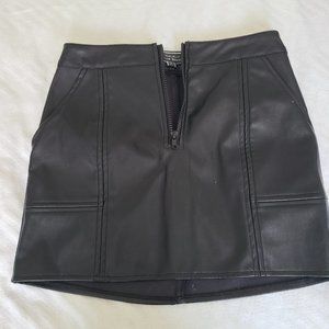 Mini black skirt faux leather